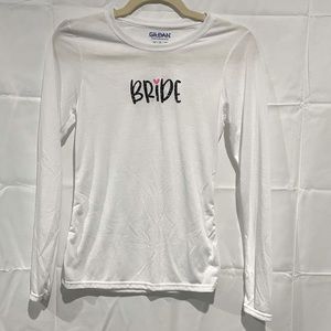 Bride long sleeve tee black glitter & pink glow in the dark color changing heart